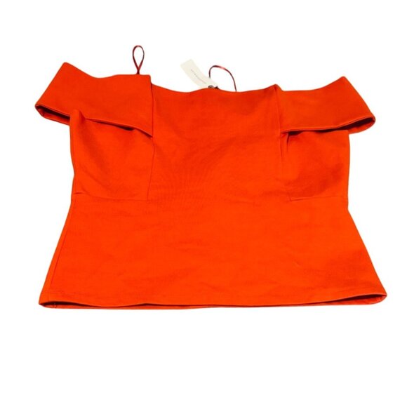 Deletta By Antropologie Elegant Off-The-Shoulder Orange Top.Size L  Cotton Blend - Picture 2 of 9
